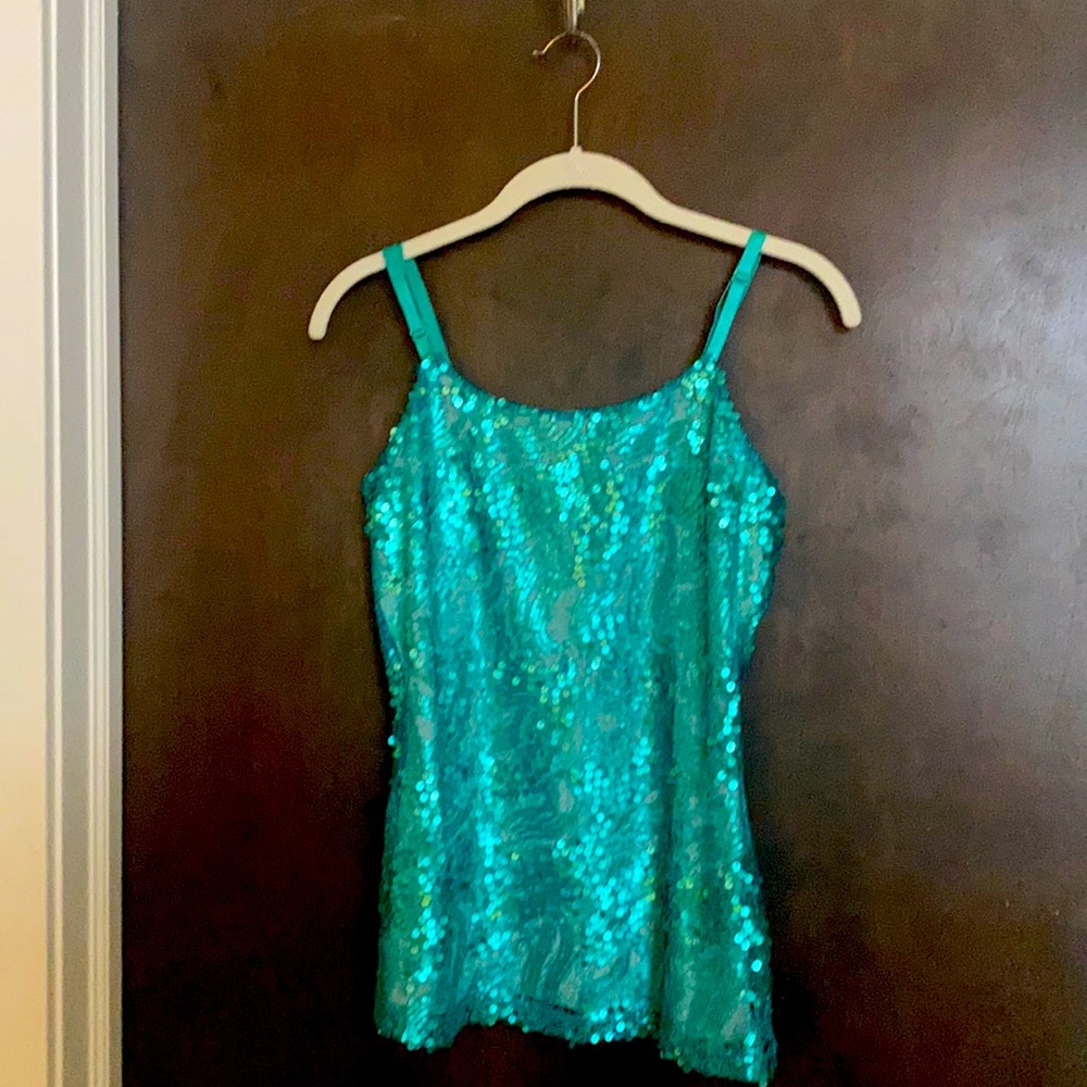 Pretty teal holiday tank with adjustable straps Medium